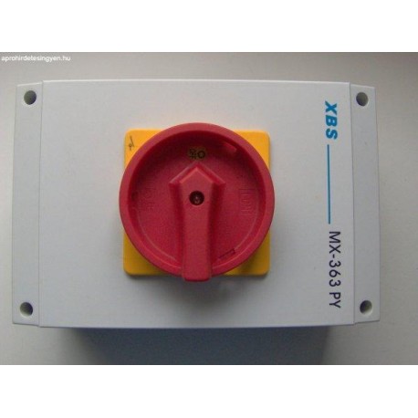 spínač vačkový MX-363PY  3x63A 0-1 červ.v žltom poli v krabici